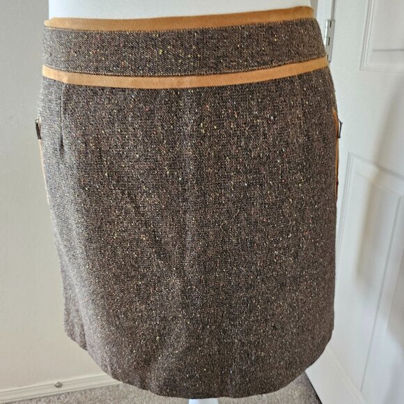 Bob Timberlake Brown/Tan Wool Blend Tweed Pencil Skirt - Picture 2 of 5